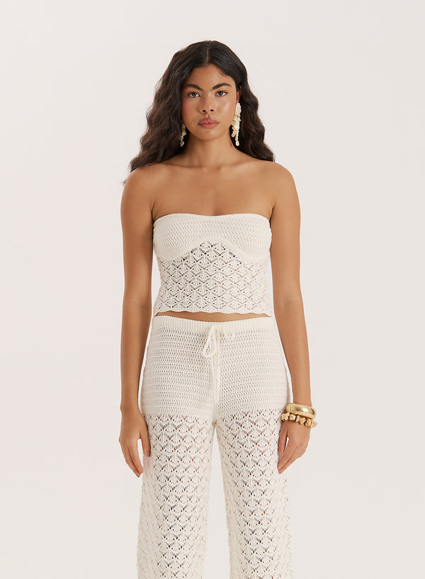 4th & reckless Cream Crochet Mix Corset- Elena