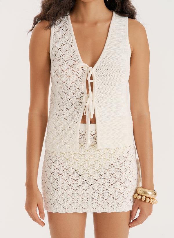 4th & Reckless Cream Crochet Mix Mini Skirt- Elena