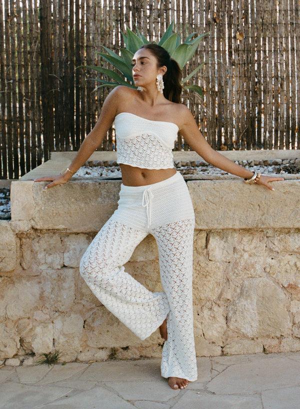 4th & Reckless Cream Crochet Mix Trouser- Elena