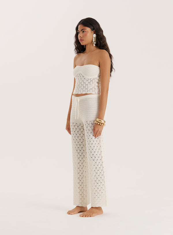 4th & Reckless Cream Crochet Mix Trouser- Elena