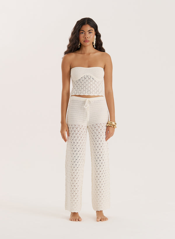 4th & reckless Cream Crochet Mix Trouser- Elena
