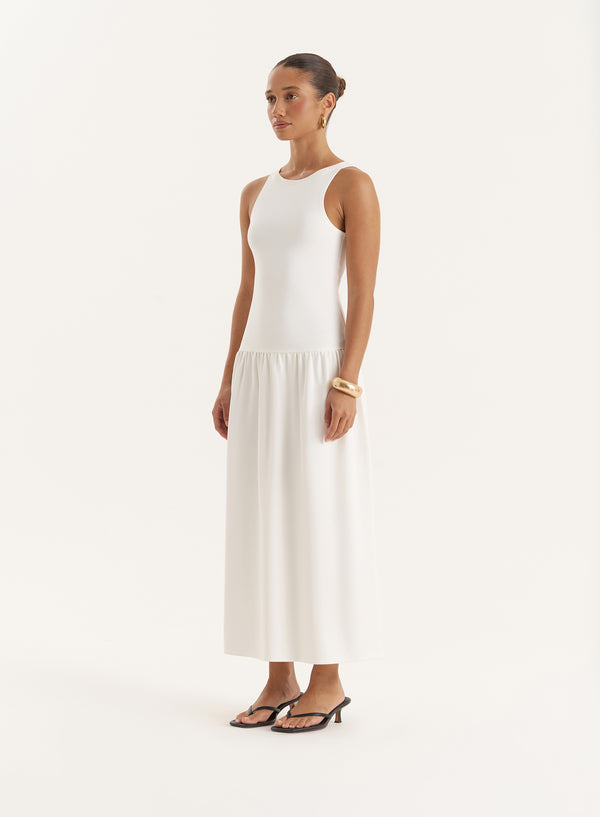 4th & Reckless Cream Jersey Drop Waist Dress- Shannon