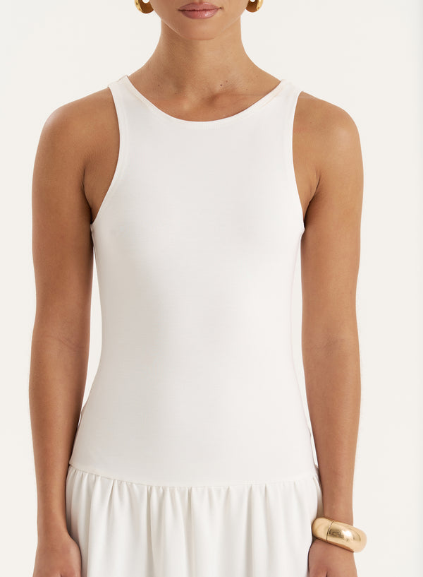 4th & Reckless Cream Jersey Drop Waist Dress- Shannon