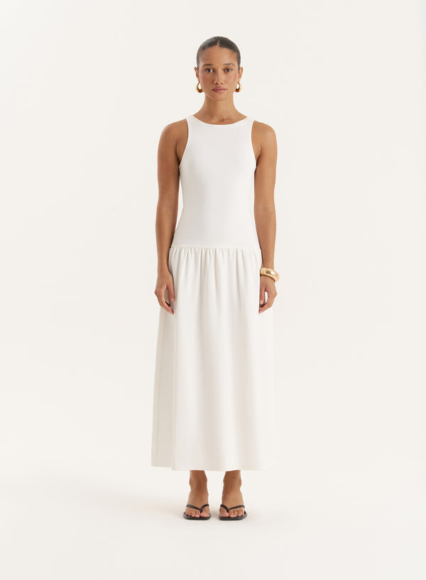 4th & reckless Cream Jersey Drop Waist Dress- Shannon