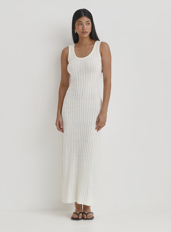 4th & Reckless Cream Knit Maxi Dress- Cadie