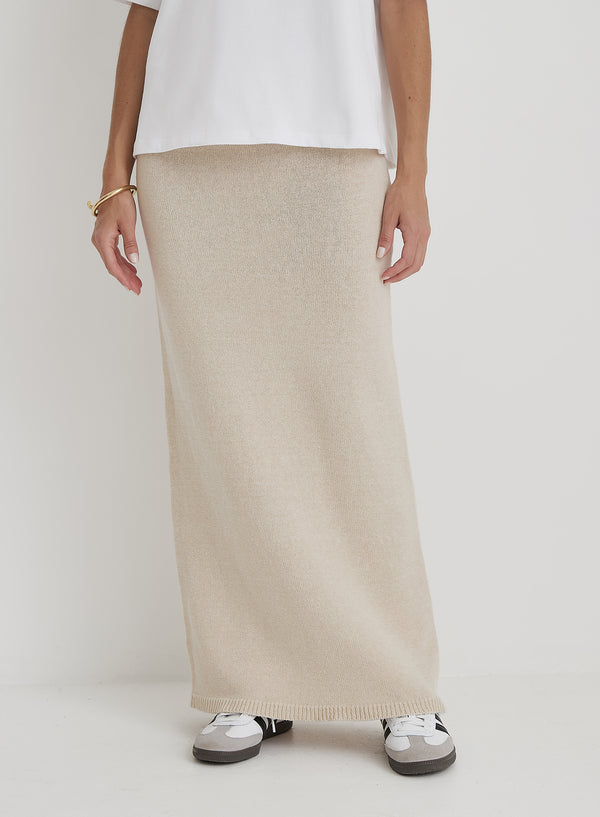 4th & Reckless Cream Knit Maxi Skirt- Rico