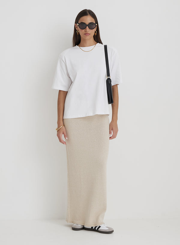 4th & reckless Cream Knit Maxi Skirt- Rico