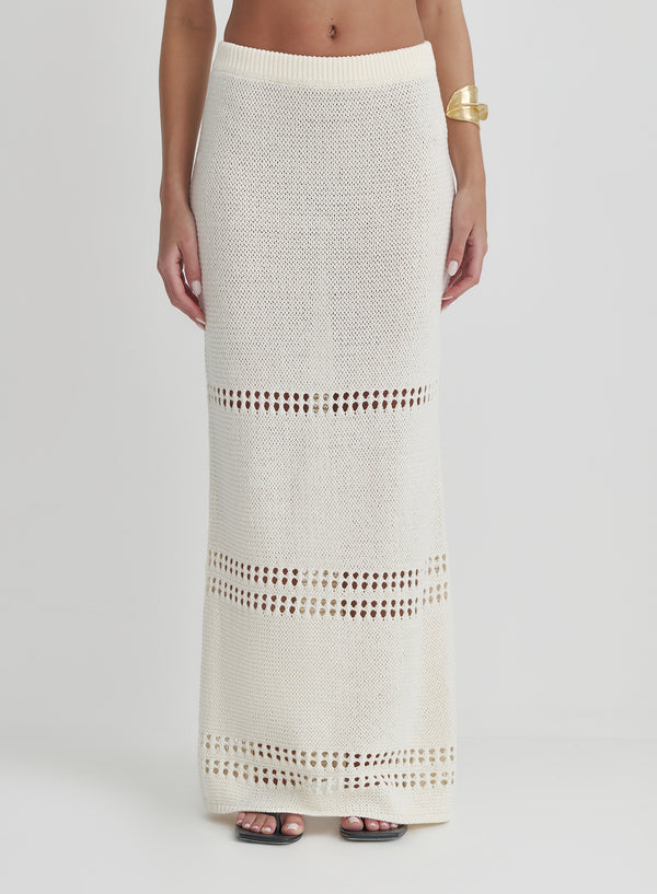 4th & Reckless Cream Knitted Maxi Skirt- Odette