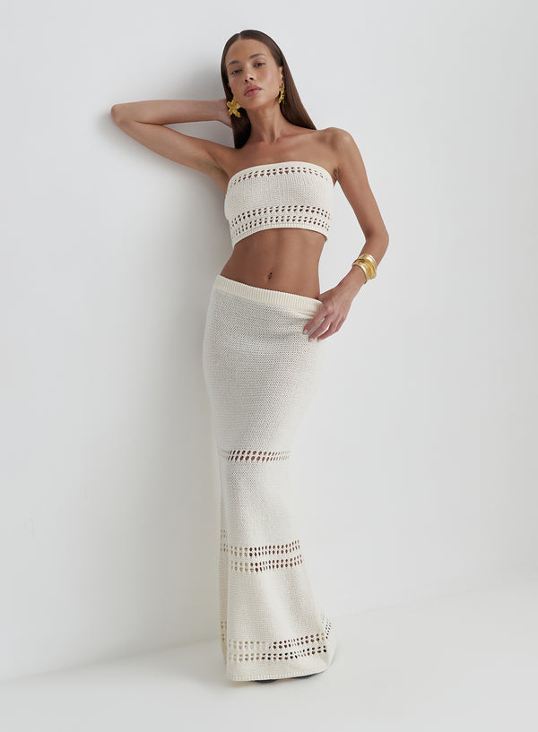 4th & Reckless Cream Knitted Maxi Skirt- Odette