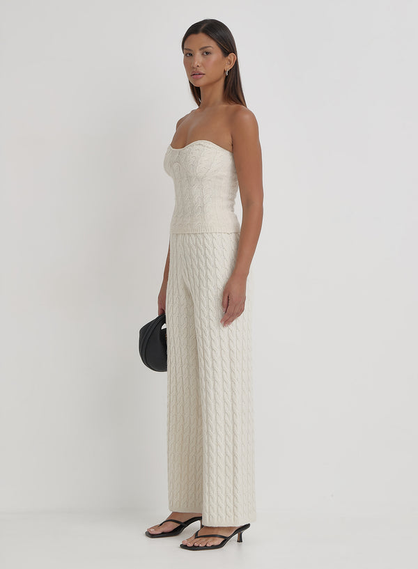 4th & reckless Cream Knitted Trouser- Janina