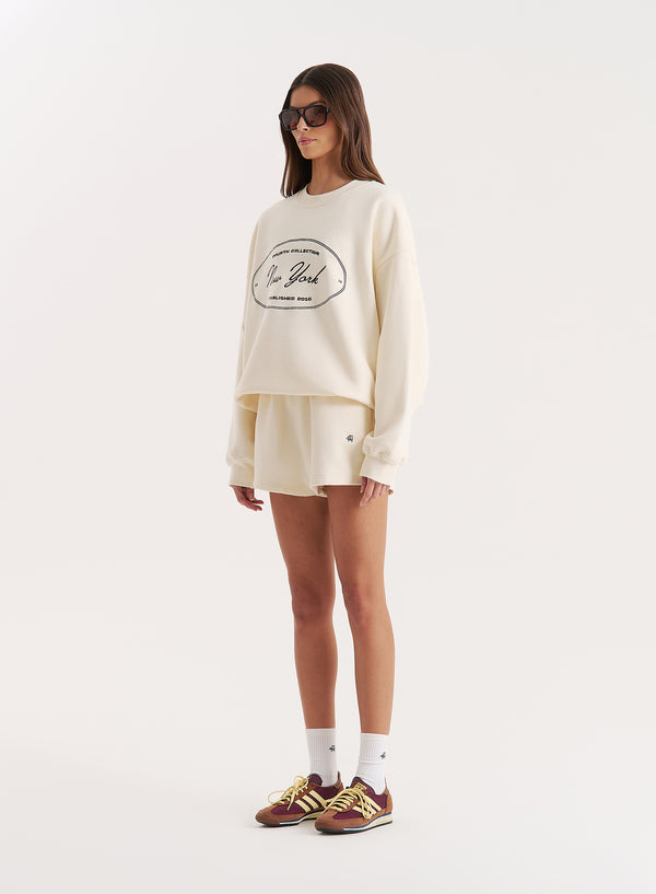 4th & Reckless Cream New York Emblem Sweatshirt- Chai