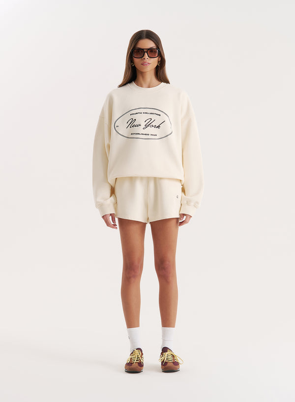 4th & Reckless Cream New York Emblem Sweatshirt- Chai