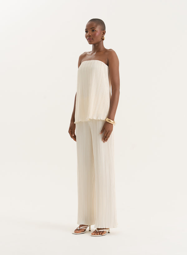 4th & Reckless Cream Plisse Bandeau Top- Olivia