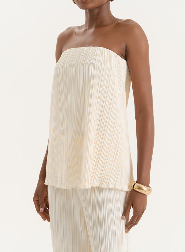 4th & Reckless Cream Plisse Bandeau Top- Olivia