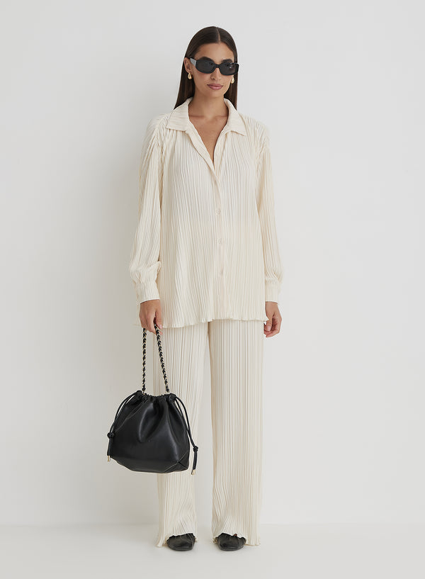 4th & Reckless Cream Plisse Shirt - Palais