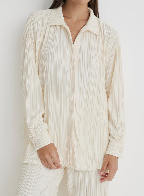 4th & Reckless Cream Plisse Shirt - Palais