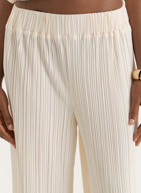4th & Reckless Cream Plisse Trouser- Olivia