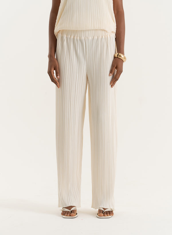 4th & Reckless Cream Plisse Trouser- Olivia