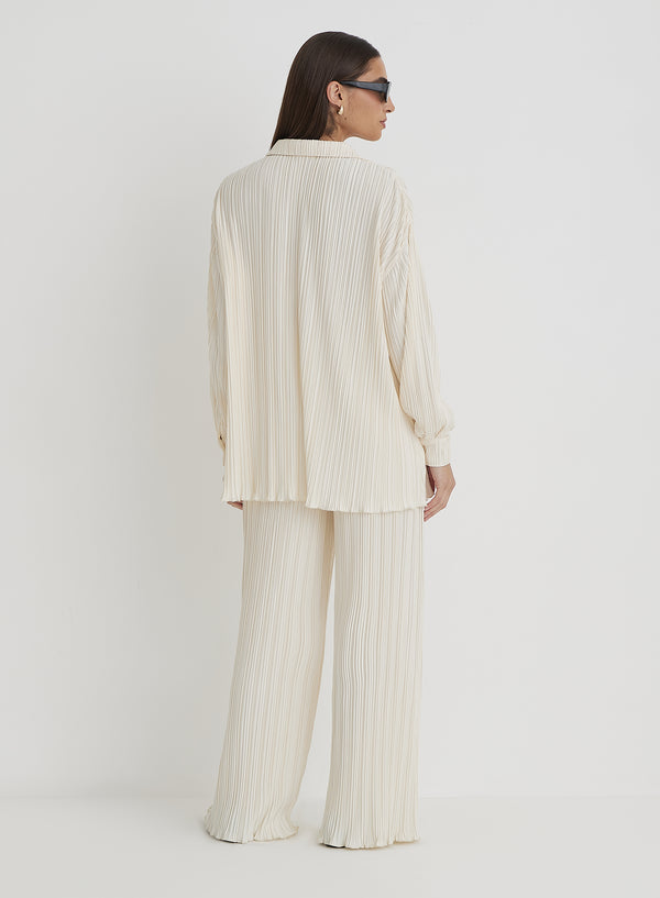 4th & Reckless Cream Plisse Trousers - Palais
