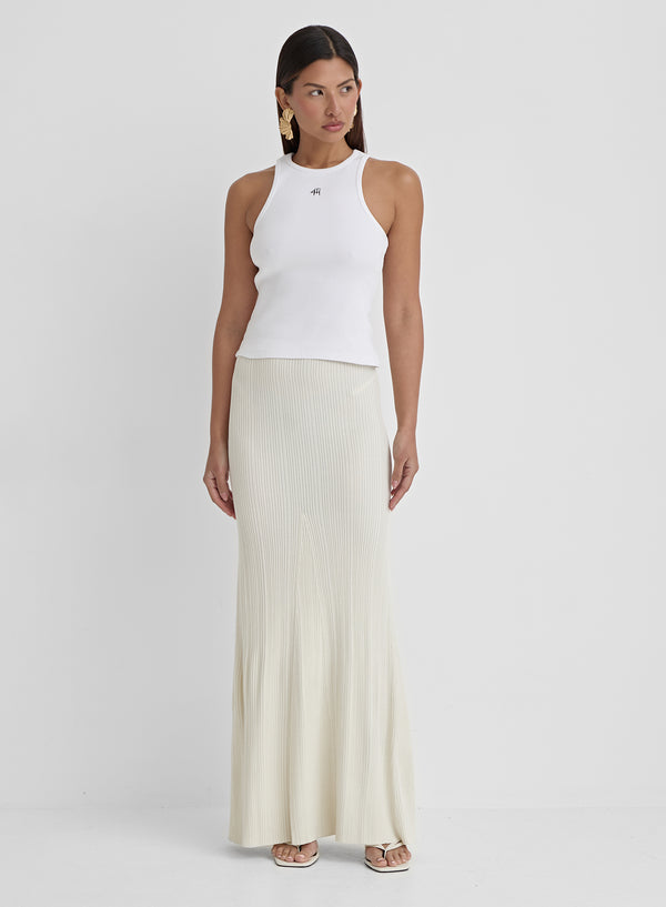 4th & Reckless Cream Rib Knit Maxi Skirt- Kerin