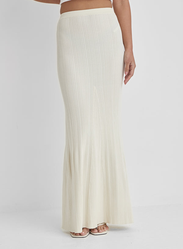 4th & Reckless Cream Rib Knit Maxi Skirt- Kerin