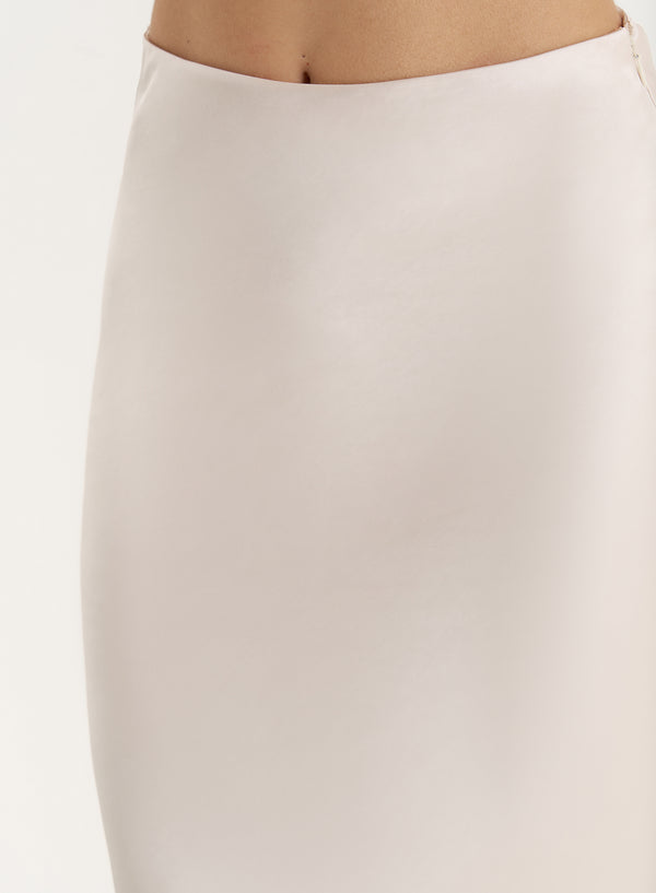 4th & Reckless Cream Satin Maxi Skirt- Novah