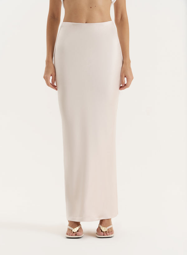 4th & Reckless Cream Satin Maxi Skirt- Novah