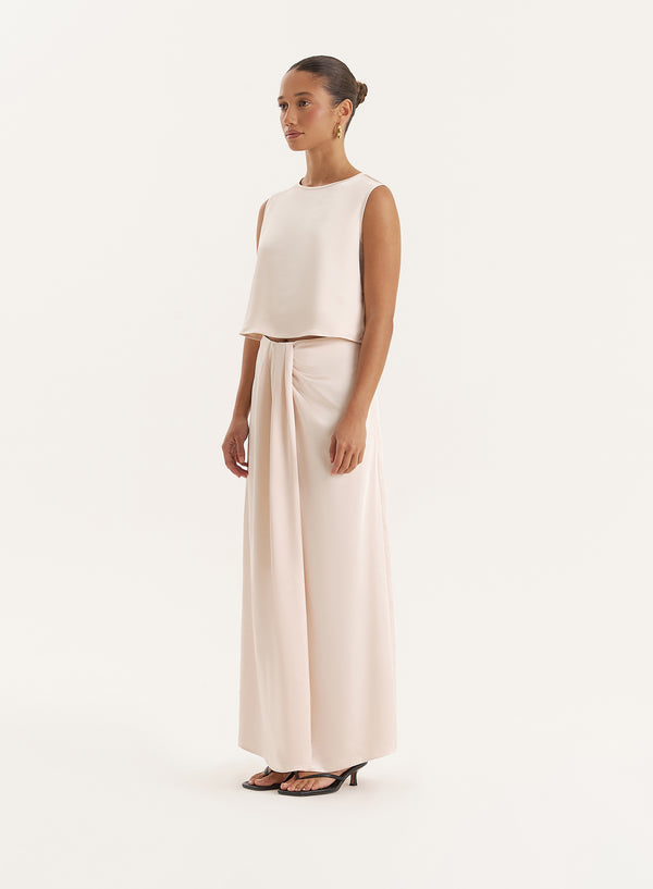 4th & Reckless Cream Satin Maxi Skirt- Verona