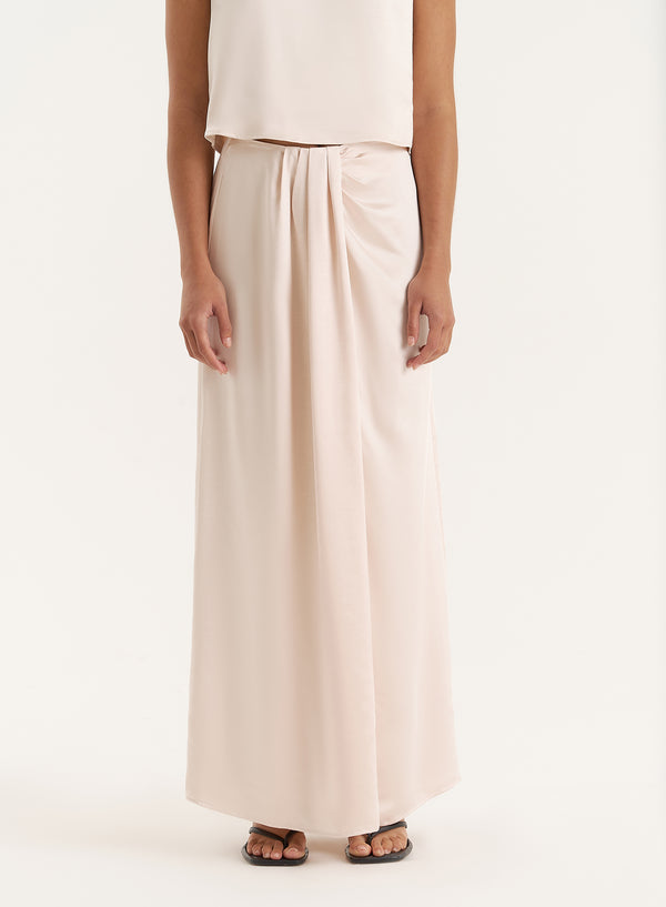 4th & Reckless Cream Satin Maxi Skirt- Verona
