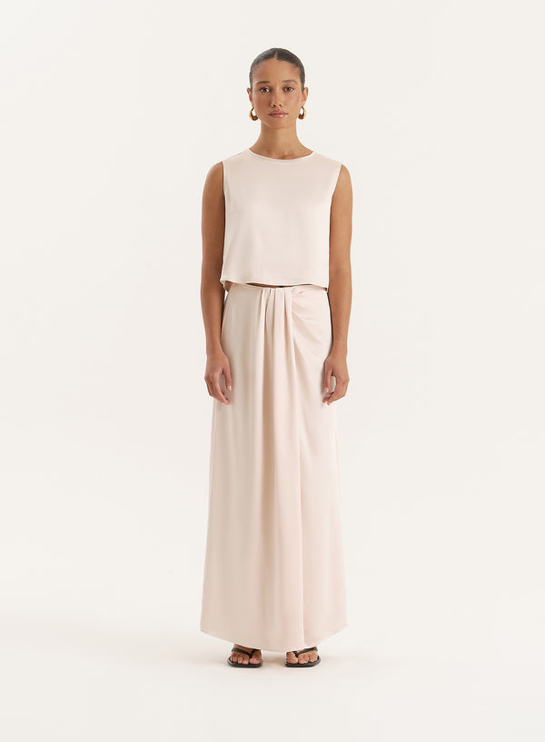 4th & reckless Cream Satin Maxi Skirt- Verona