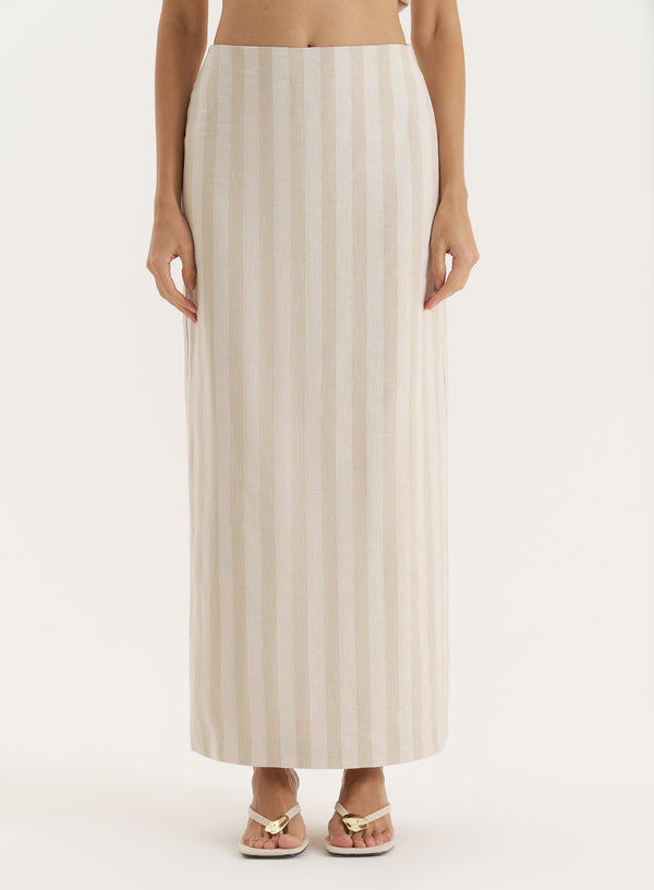 4th & Reckless Cream Stripe Maxi Skirt- Tate