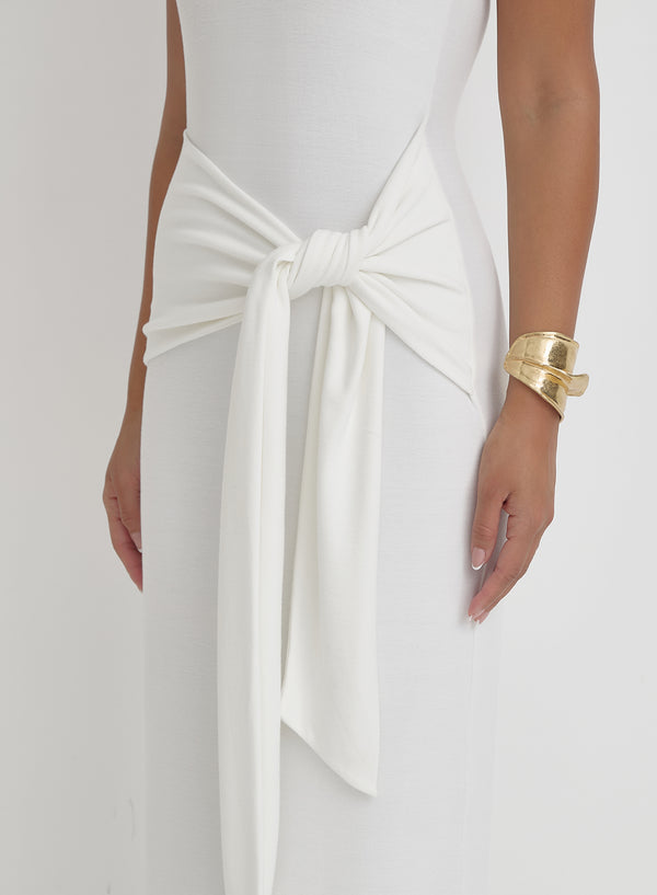 4th & Reckless Cream Tie Front Maxi Dress- Adanna