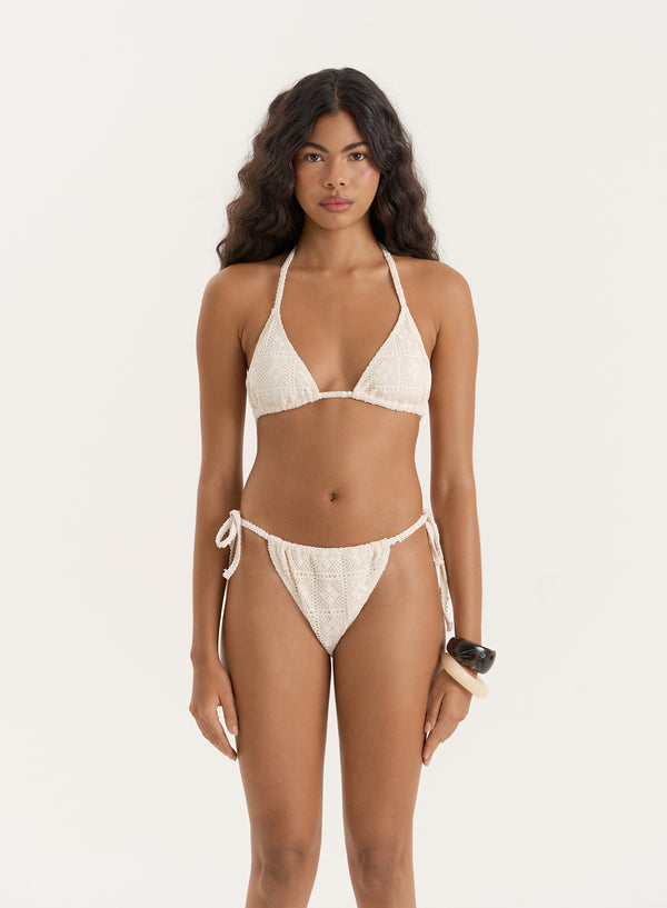 4th & reckless Cream Triangle Bikini Top- Jojo