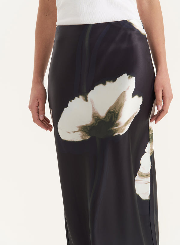 4th & Reckless Floral Print Satin Maxi Skirt- Novah
