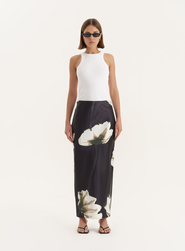 4th & reckless Floral Print Satin Maxi Skirt- Novah