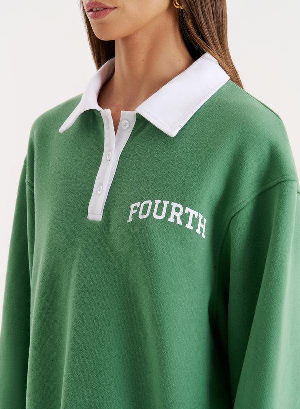 4th & Reckless Green Branded Polo Sweatshirt- Clover