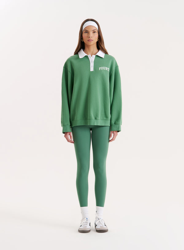 4th & reckless Green Branded Polo Sweatshirt- Clover