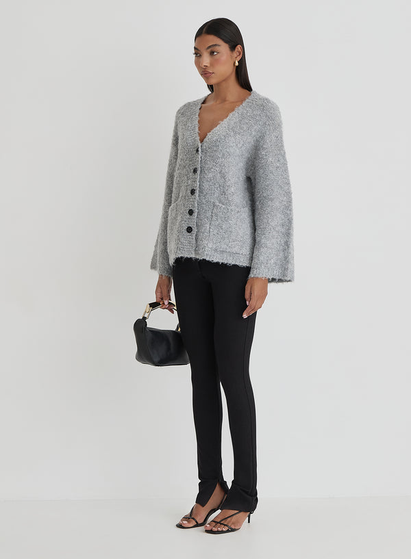 4th & Reckless Grey Brushed Knit Cardigan- Lidia
