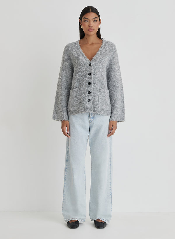 4th & Reckless Grey Brushed Knit Cardigan- Lidia