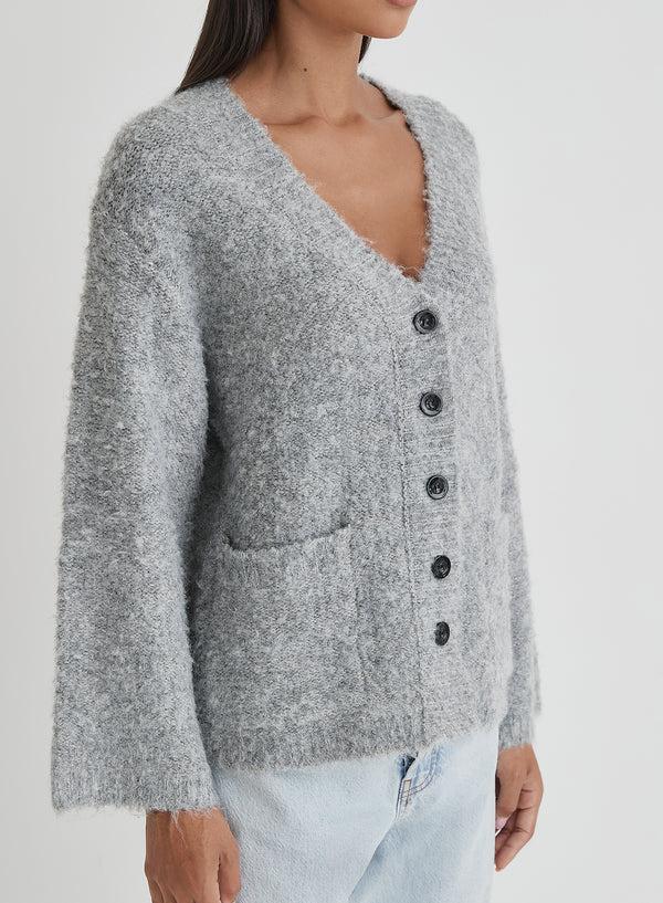 4th & Reckless Grey Brushed Knit Cardigan- Lidia