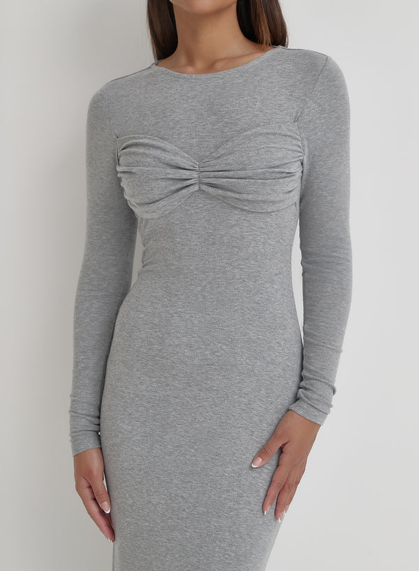 4th & Reckless Grey Bust Detail Maxi Dress- Zofia
