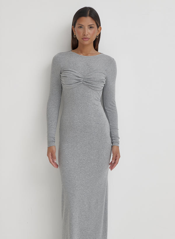 4th & Reckless Grey Bust Detail Maxi Dress- Zofia
