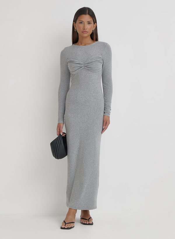 4th & reckless Grey Bust Detail Maxi Dress- Zofia