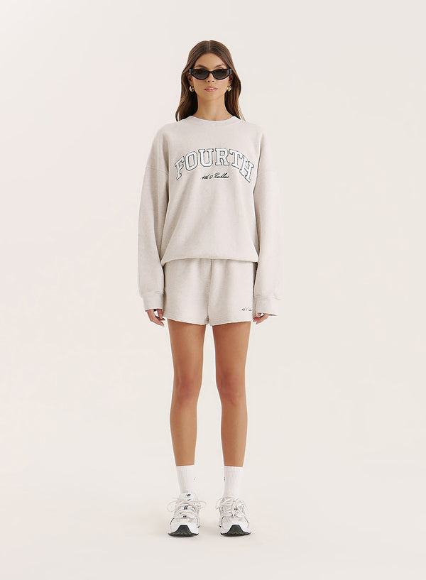 4th & reckless Grey Embroidered Branded Short- Clover