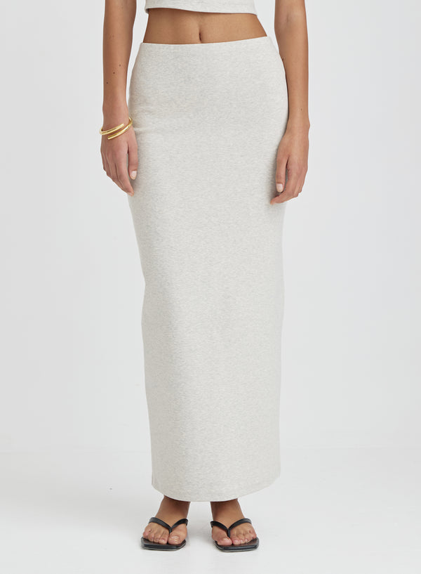 4th & Reckless Grey Jersey Bodycon Maxi Skirt- Tillie