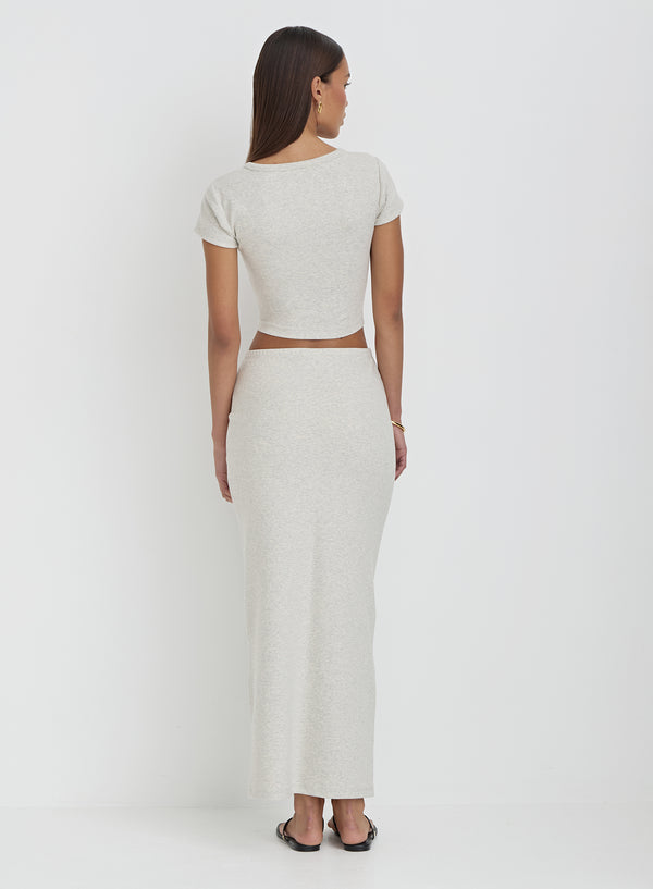 4th & Reckless Grey Jersey Bodycon Maxi Skirt- Tillie