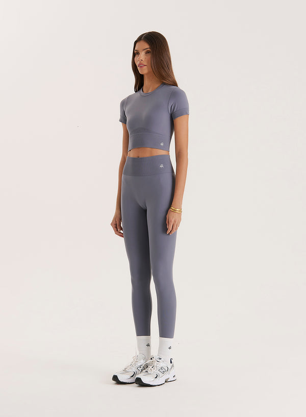 4th & Reckless Grey Seamless Gym Crop Top- Brogan
