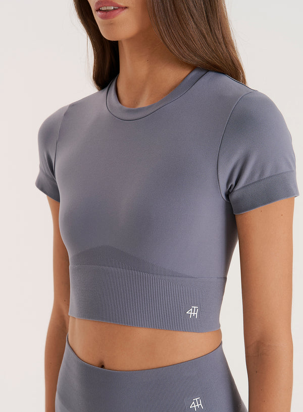 4th & Reckless Grey Seamless Gym Crop Top- Brogan