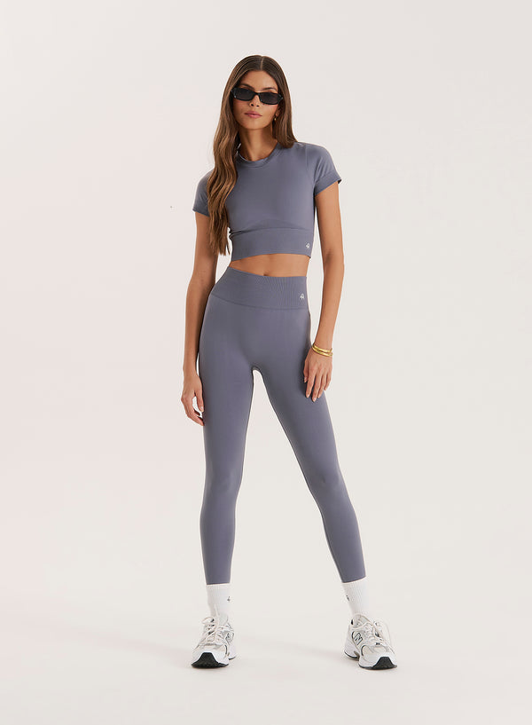 4th & Reckless Grey Seamless Gym Crop Top- Brogan