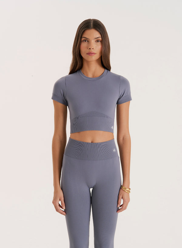 4th & reckless Grey Seamless Gym Crop Top- Brogan